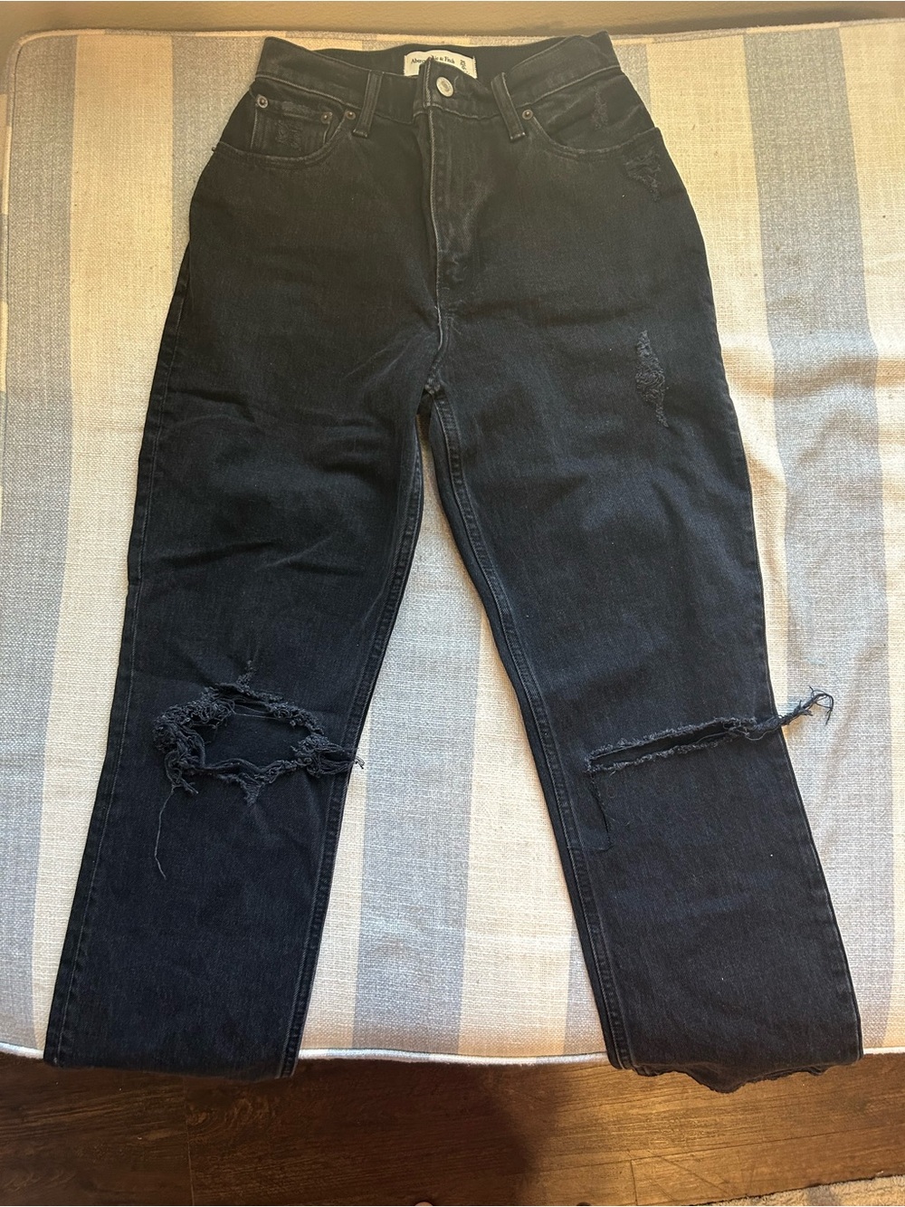 Black Distressed Ultra High Rise 90’s Straight Jeans